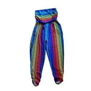 Rouge Rainbow Striped Jumpsuit Harem Style Stretch Womens Size 3X